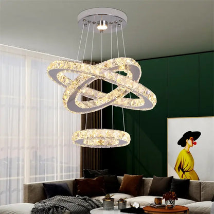 Modern chrome multi tier crystal chandelier dining room pendant light