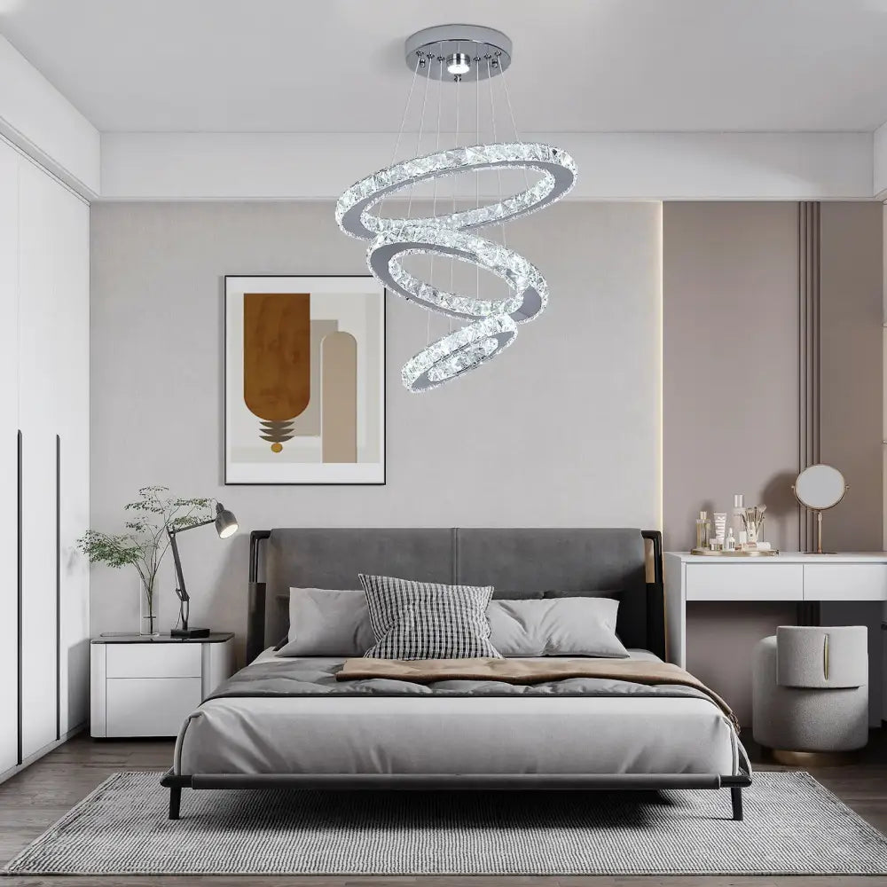 Modern chrome multi tier crystal chandelier dining room pendant light