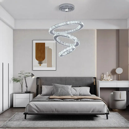 Modern chrome multi tier crystal chandelier dining room pendant light