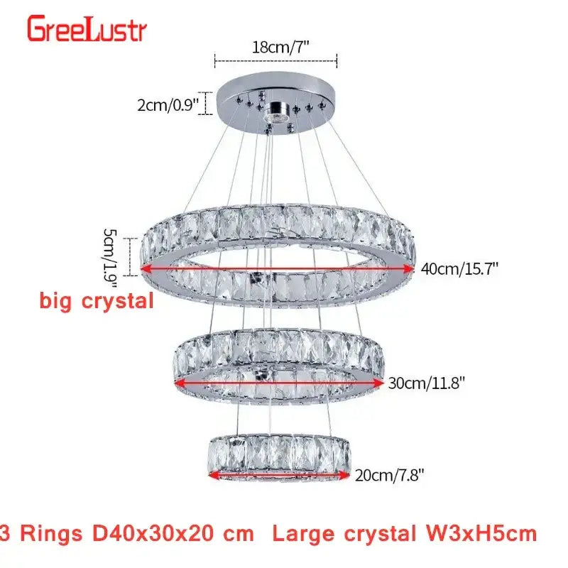 Modern chrome multi tier crystal chandelier dining room pendant light