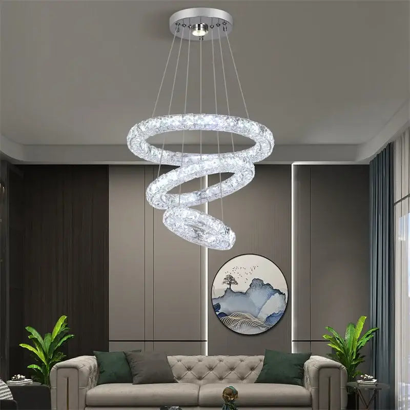 Modern chrome multi tier crystal chandelier dining room pendant light