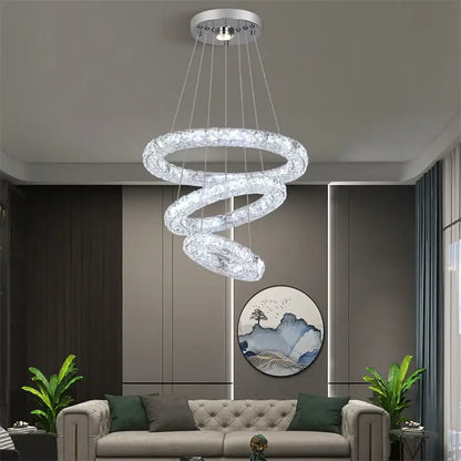 Modern chrome multi tier crystal chandelier dining room pendant light