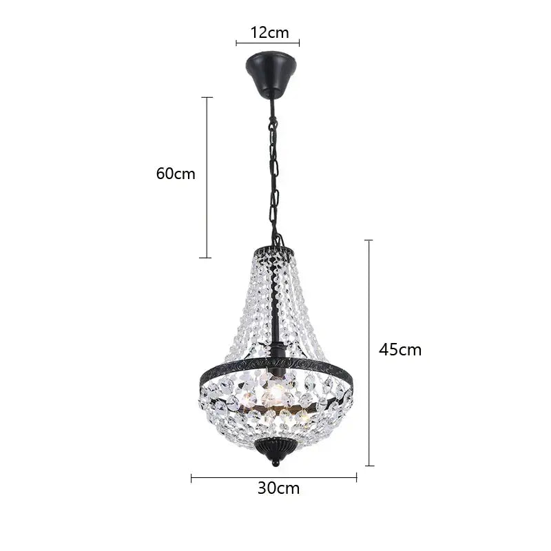 Black metal crystal chandelier pendant – dining room cascading light