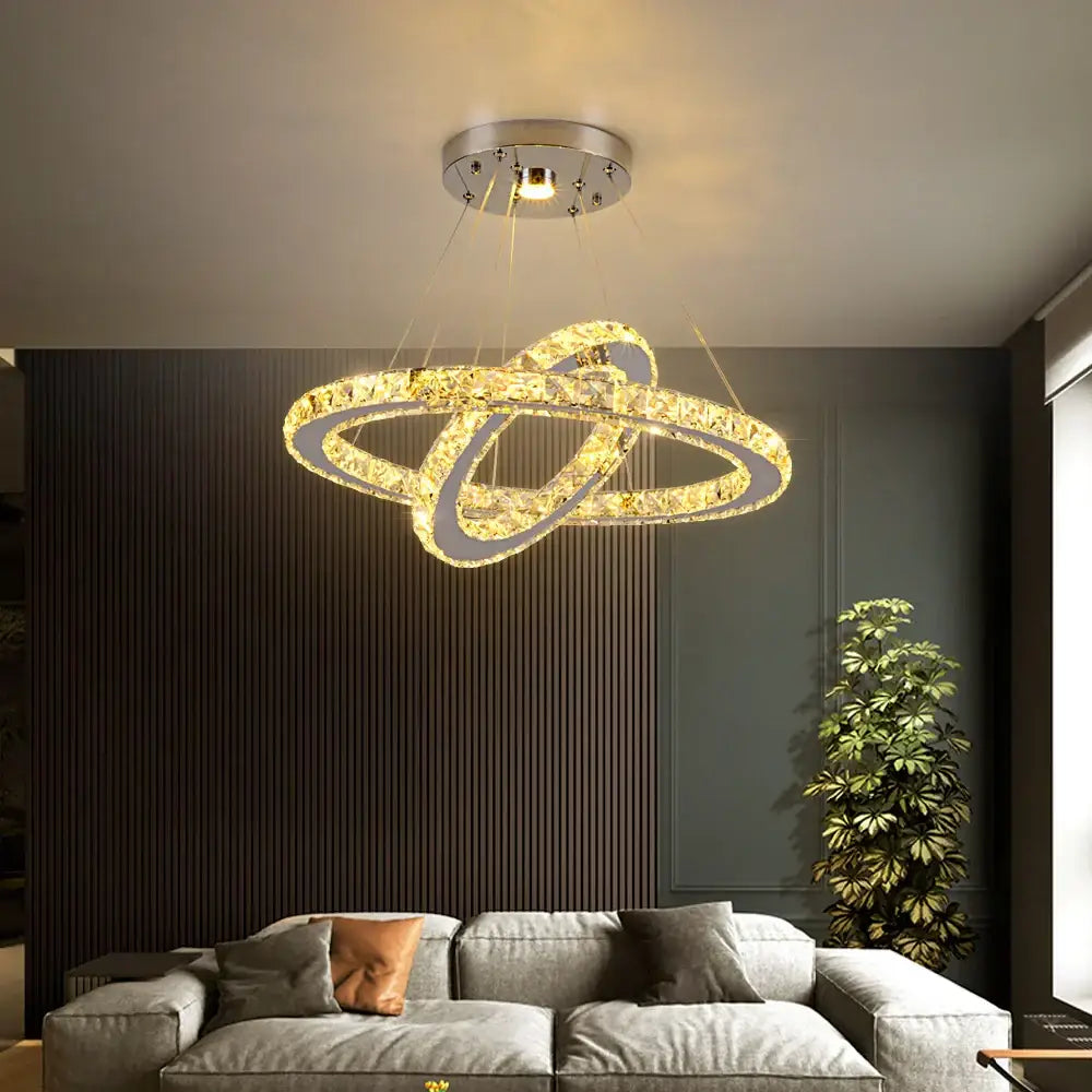 Modern chrome multi tier crystal chandelier dining room pendant light