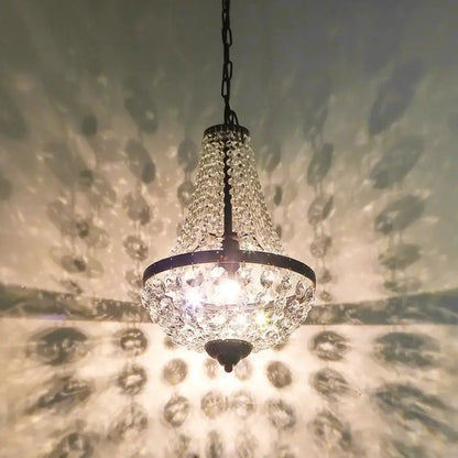 Black metal crystal chandelier pendant – dining room cascading light