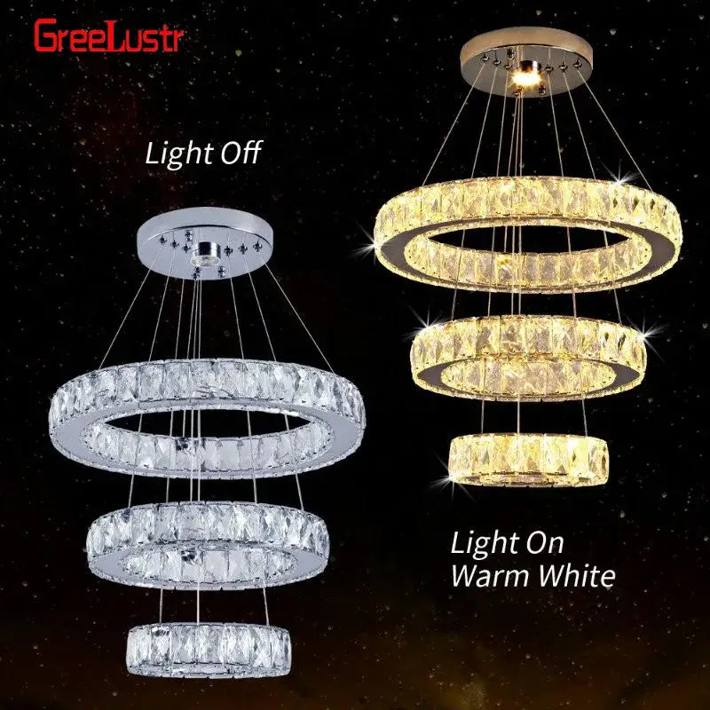 Modern chrome multi tier crystal chandelier dining room pendant light