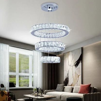 Modern chrome multi tier crystal chandelier dining room pendant light