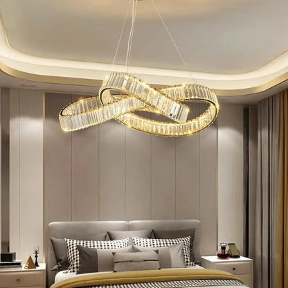 Modern gold infinity crystal chandelier pendant lamp dining room