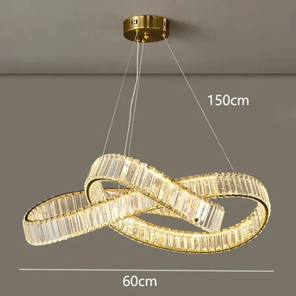 Modern gold infinity crystal chandelier pendant lamp dining room