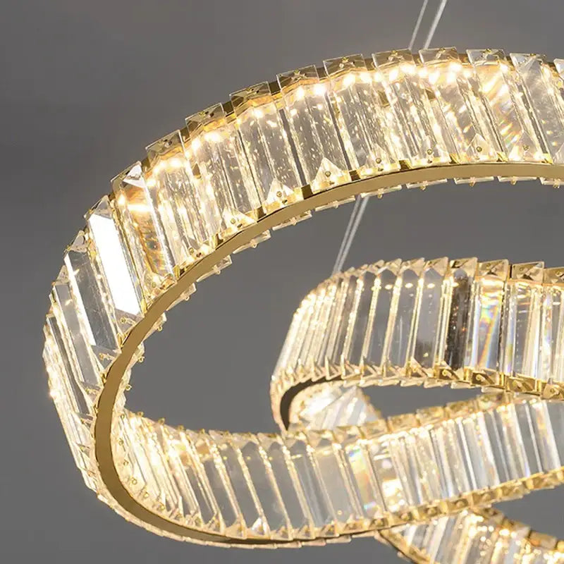 Modern gold infinity crystal chandelier pendant lamp dining room