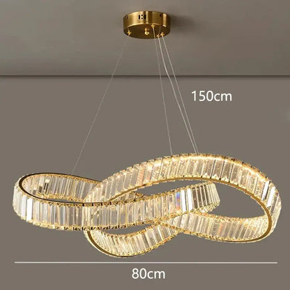 Modern gold infinity crystal chandelier pendant lamp dining room