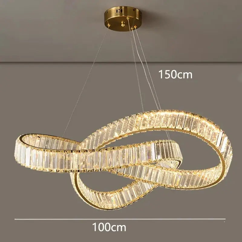 Modern gold infinity crystal chandelier pendant lamp dining room