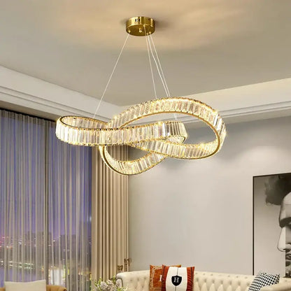 Modern gold infinity crystal chandelier pendant lamp dining room