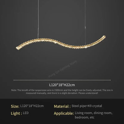 Modern gold infinity crystal chandelier pendant lamp living room