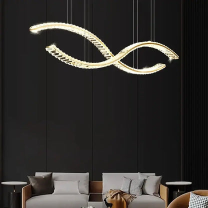 Modern gold infinity crystal chandelier pendant lamp living room