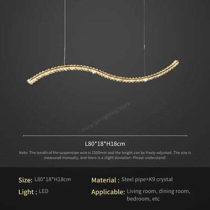 Modern gold infinity crystal chandelier pendant lamp living room