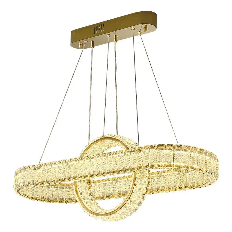 Modern gold interlocking ring crystal chandelier living room