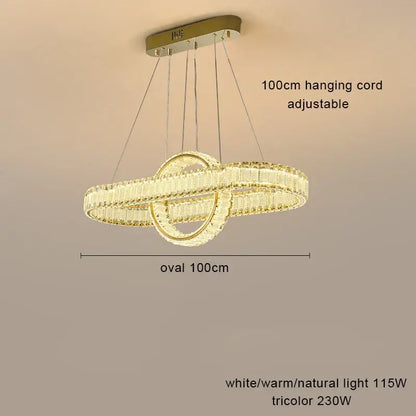 Modern gold interlocking ring crystal chandelier living room