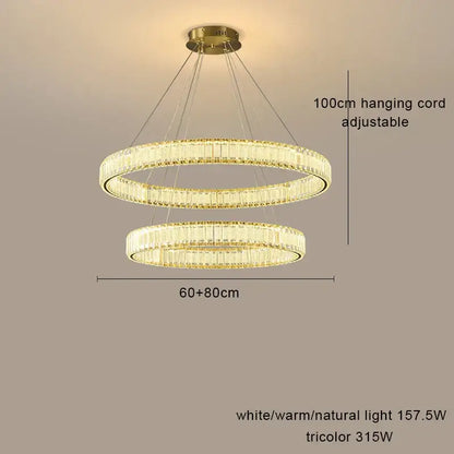 Modern gold interlocking ring crystal chandelier living room