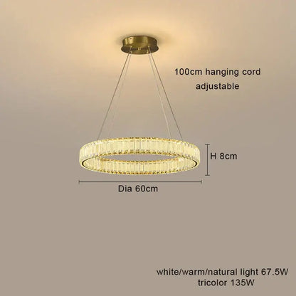 Modern gold interlocking ring crystal chandelier living room