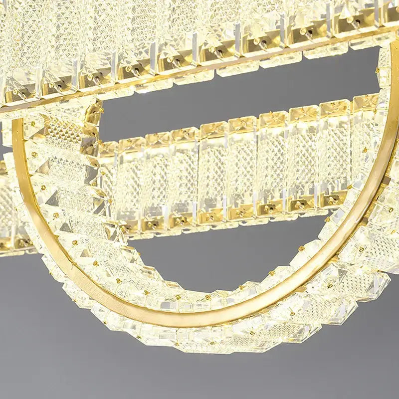 Modern gold interlocking ring crystal chandelier living room