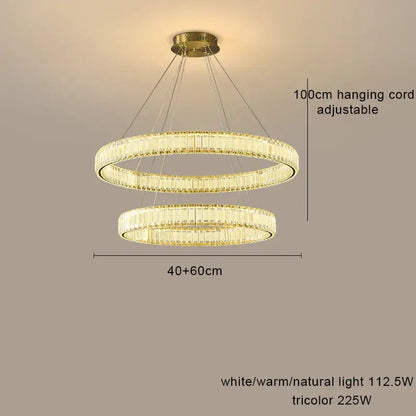 Modern gold interlocking ring crystal chandelier living room