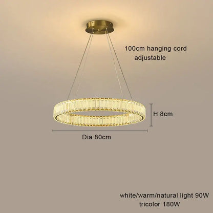 Modern gold interlocking ring crystal chandelier living room