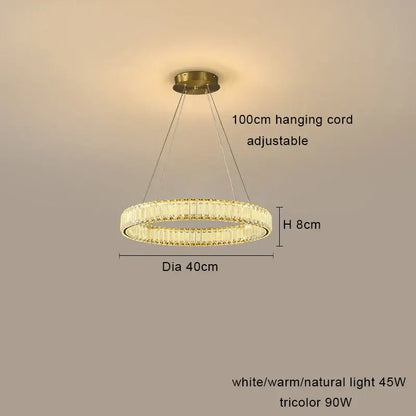Modern gold interlocking ring crystal chandelier living room