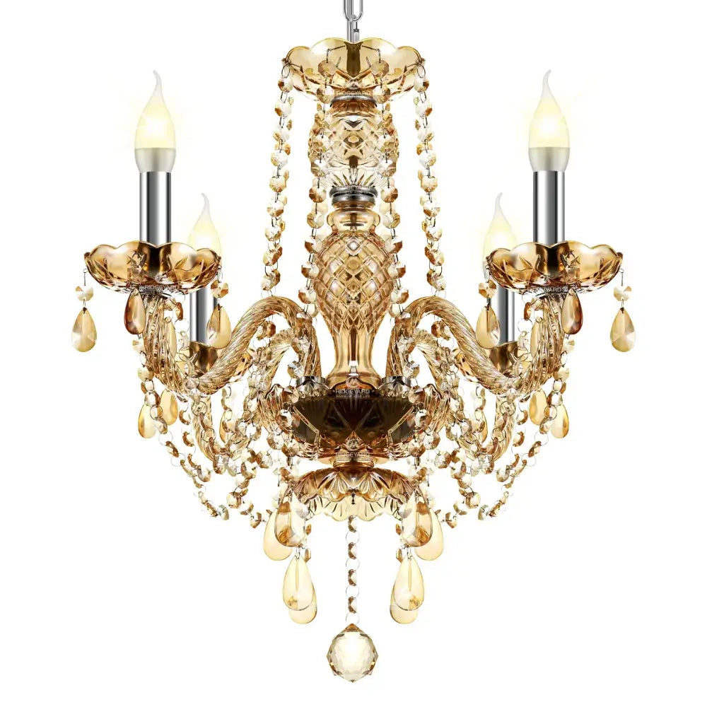 Luxury cognac gold crystal chandelier pendant light for dining room