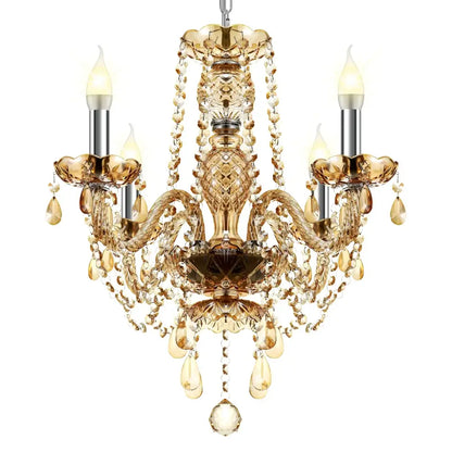 Luxury cognac gold crystal chandelier pendant light for dining room