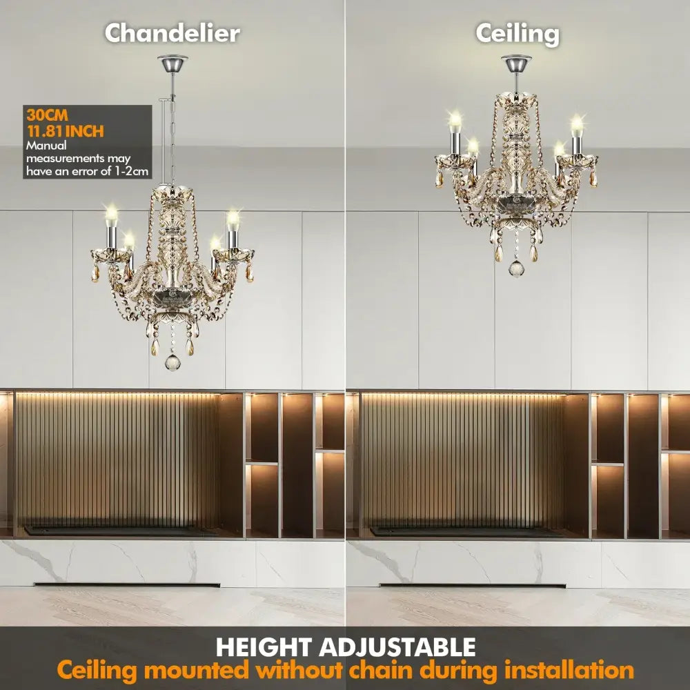 Luxury cognac gold crystal chandelier pendant light for dining room
