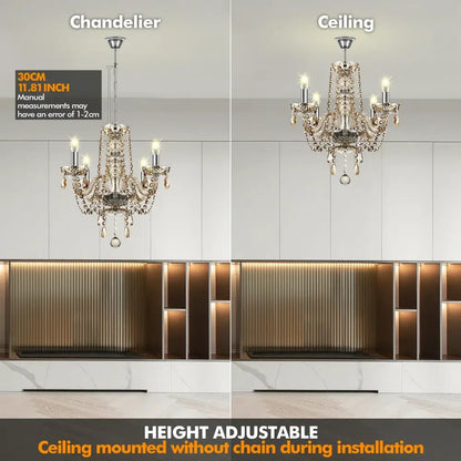 Luxury cognac gold crystal chandelier pendant light for dining room