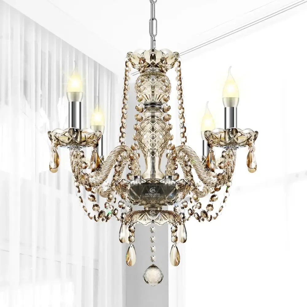 Luxury cognac gold crystal chandelier pendant light for dining room