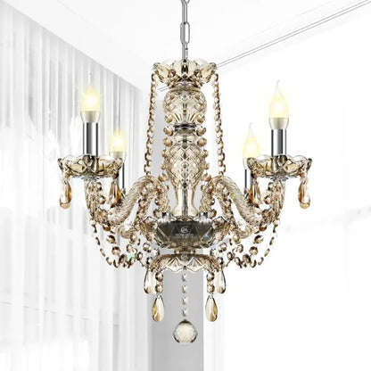 Luxury cognac gold crystal chandelier pendant light for dining room
