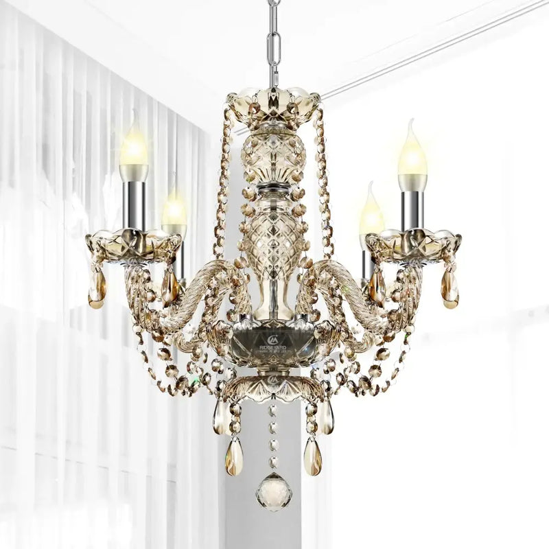 Luxury cognac gold crystal chandelier pendant light for dining room
