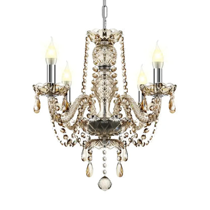 Luxury cognac gold crystal chandelier pendant light for dining room