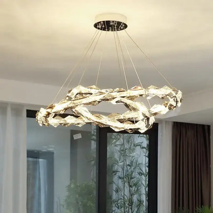 Modern gold spiral crystal chandelier pendant light dining room