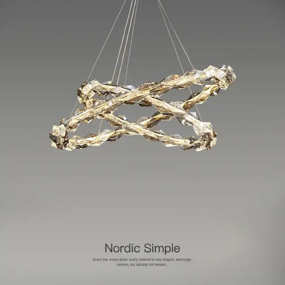 Modern gold spiral crystal chandelier pendant light dining room