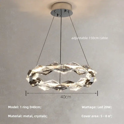 Modern gold spiral crystal chandelier pendant light dining room