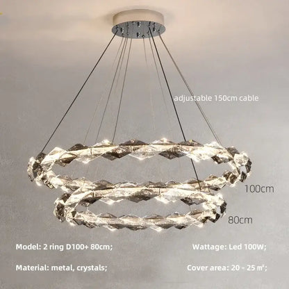 Modern gold spiral crystal chandelier pendant light dining room