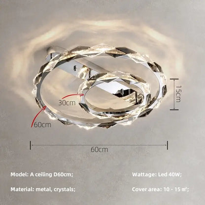 Modern gold spiral crystal chandelier pendant light dining room