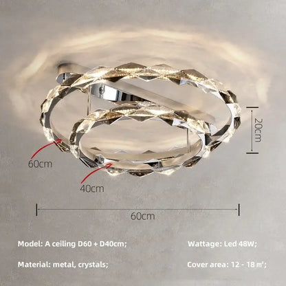 Modern gold spiral crystal chandelier pendant light dining room