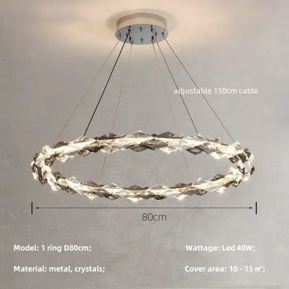 Modern gold spiral crystal chandelier pendant light dining room