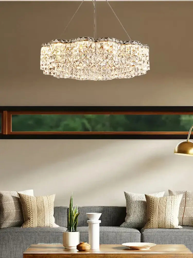 Modern circular crystal chandelier pendant light for dining room