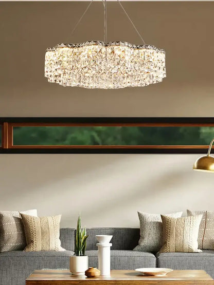 Modern circular crystal chandelier pendant light for dining room