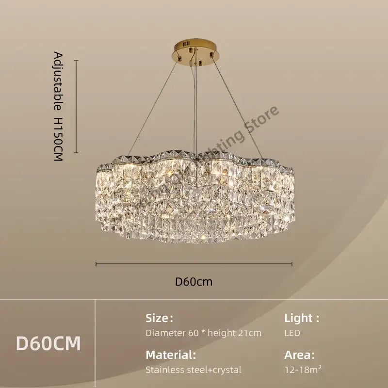 Modern circular crystal chandelier pendant light for dining room