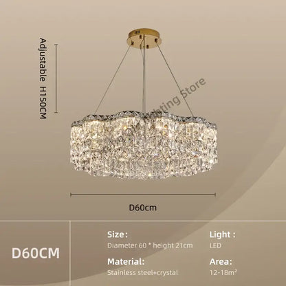 Modern circular crystal chandelier pendant light for dining room