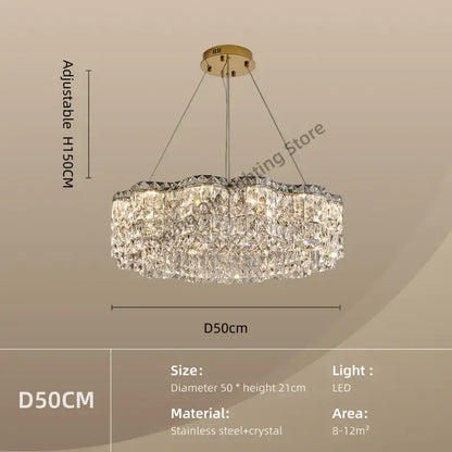 Modern circular crystal chandelier pendant light for dining room