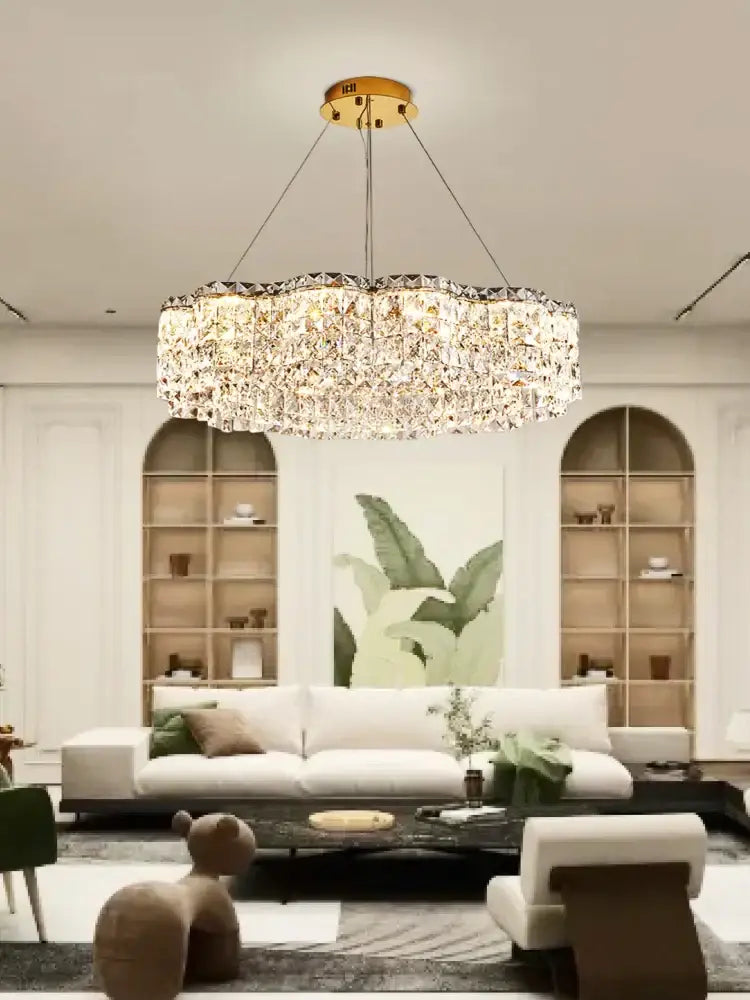 Modern circular crystal chandelier pendant light for dining room