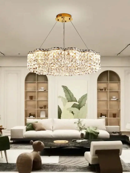 Modern circular crystal chandelier pendant light for dining room